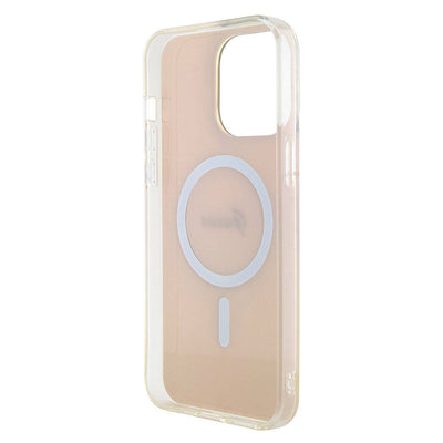 Apple iPhone 15 Pro Kılıf Guess Orjinal Lisanslı Magsafe Şarj Özellikli Yazı Logolu Iridescent Kapak Mor