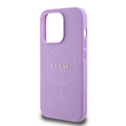 iPhone 15 Pro Kılıf Guess Orjinal Lisanslı M-safe Şarj Özellikli Yazı Logolu Saffiano Kılıf