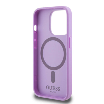 iPhone 15 Pro Kılıf Guess Orjinal Lisanslı M-safe Şarj Özellikli Yazı Logolu Saffiano Kılıf
