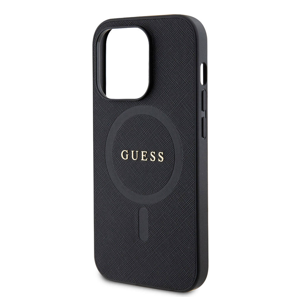 iPhone 15 Pro Kılıf Guess Orjinal Lisanslı M-safe Şarj Özellikli Yazı Logolu Saffiano Kılıf
