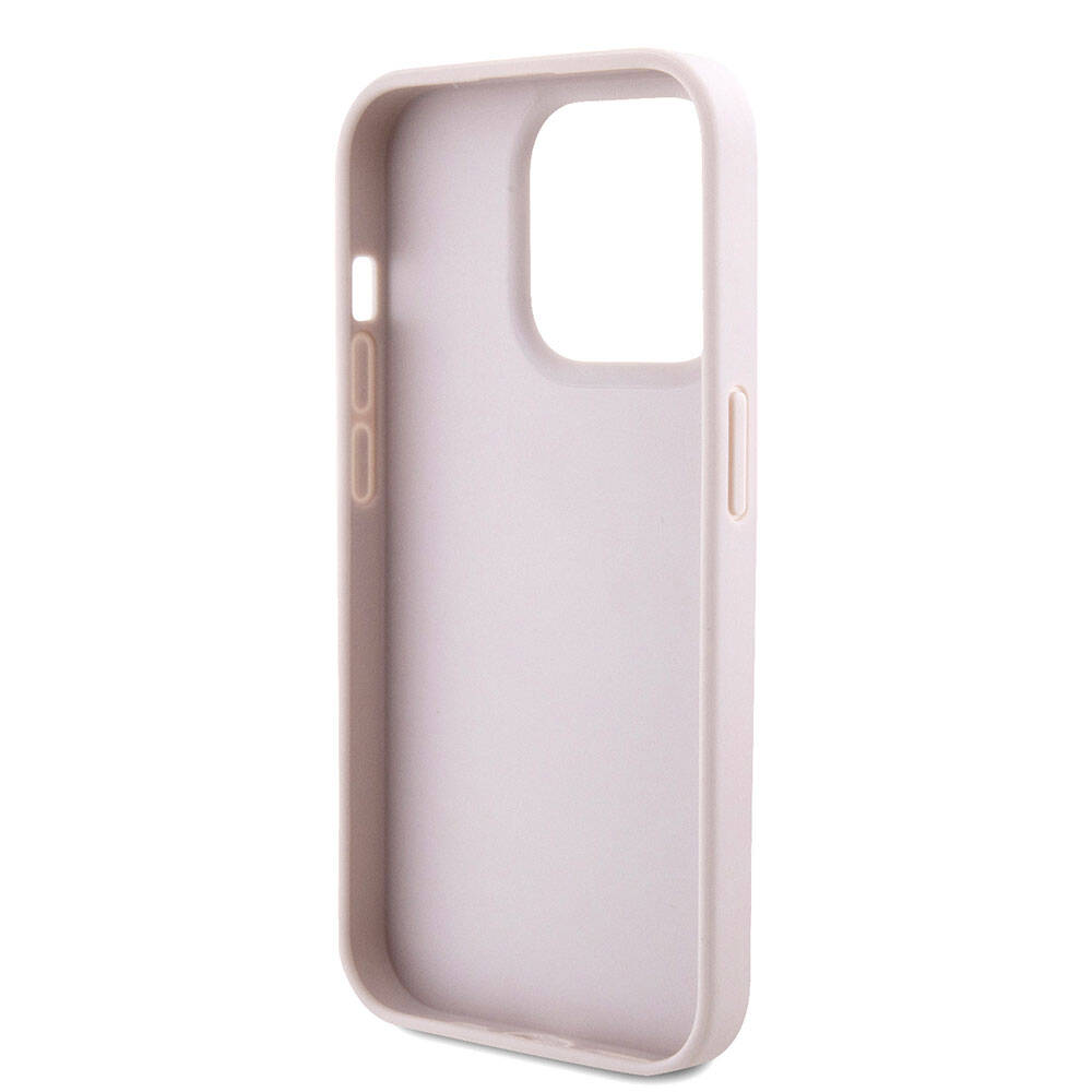 iPhone 15 Pro Kılıf Guess Orjinal Lisanslı PU Deri Askılı Taşlı Üçgen Logo 4G Desenli Strass Crossbody Kılıf