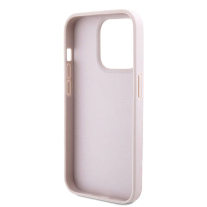 iPhone 15 Pro Kılıf Guess Orjinal Lisanslı PU Deri Askılı Taşlı Üçgen Logo 4G Desenli Strass Crossbody Kılıf