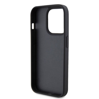 iPhone 15 Pro Kılıf Guess Orjinal Lisanslı PU Deri Askılı Taşlı Üçgen Logo 4G Desenli Strass Crossbody Kılıf
