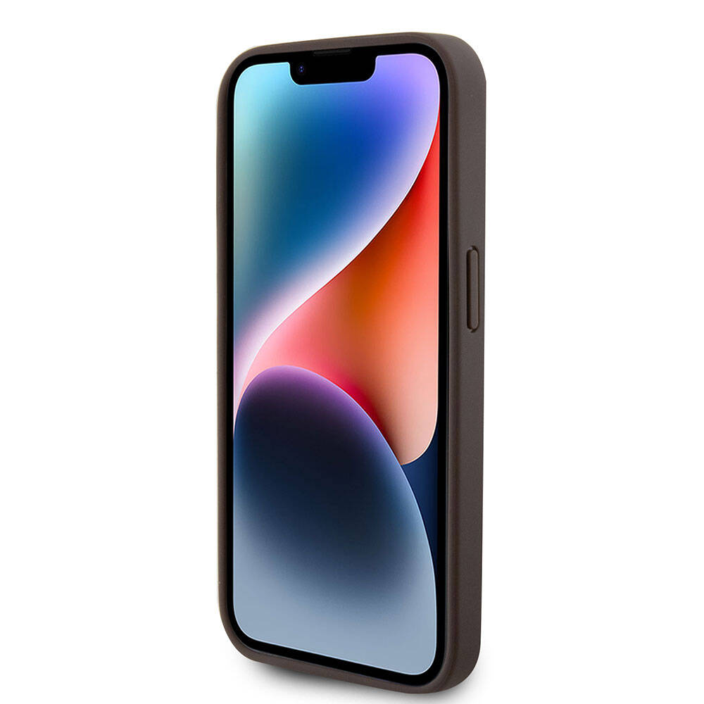 iPhone 15 Pro Kılıf Guess Orjinal Lisanslı PU Deri Askılı Taşlı Üçgen Logo 4G Desenli Strass Crossbody Kılıf