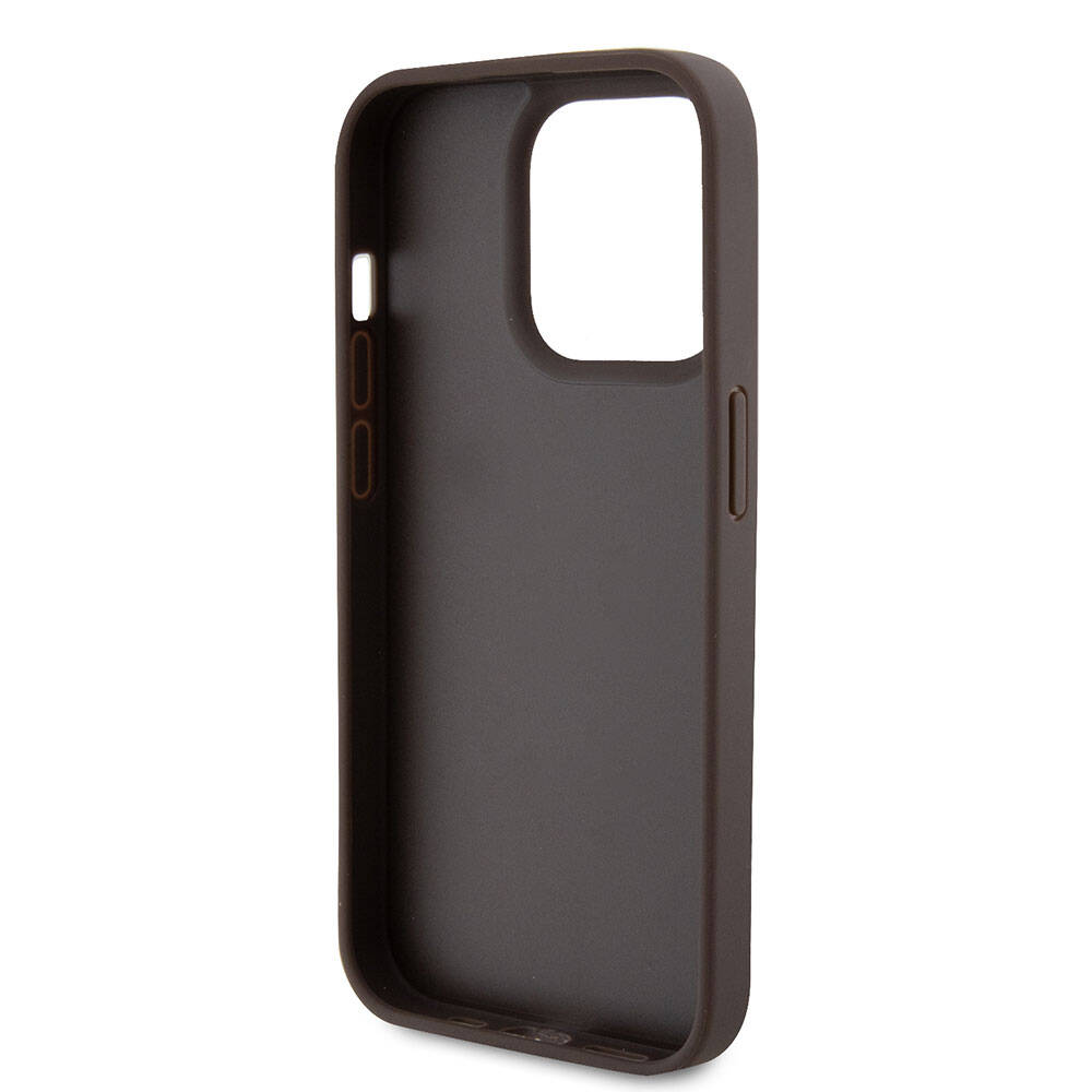 iPhone 15 Pro Kılıf Guess Orjinal Lisanslı PU Deri Askılı Taşlı Üçgen Logo 4G Desenli Strass Crossbody Kılıf