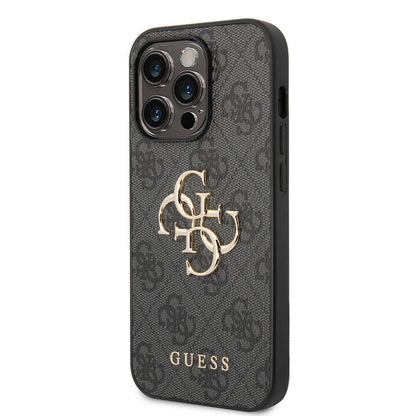 iPhone 15 Pro Kılıf Guess Orjinal Lisanslı PU Deri Yazı ve 4G Metal Logolu Desenli Kılıf
