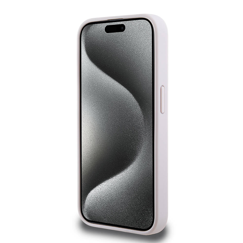iPhone 15 Pro Kılıf Guess Orjinal Lisanslı PU Deri Yazı ve 4G Metal Logolu Desenli Kılıf