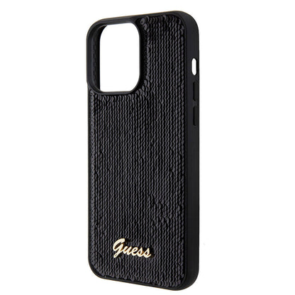iPhone 15 Pro Kılıf Guess Orjinal Lisanslı Pullu Arka Yüzey Metal Yazı Logolu Sequin Script Kılıf