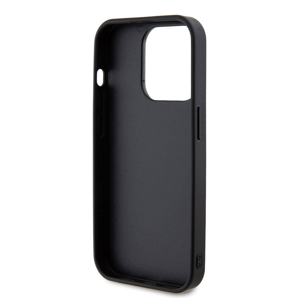iPhone 15 Pro Kılıf Guess Orjinal Lisanslı Taşlı Arka Yüzey Metal Yazı Logolu Kılıf