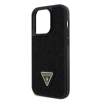 iPhone 15 Pro Kılıf Guess Orjinal Lisanslı Taşlı Arka Yüzey Üçgen Logolu Kılıf