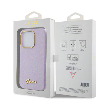 iPhone 15 Pro Kılıf Guess Orjinal Lisanslı Yazı Logolu Glitter Glossy Script Kılıf