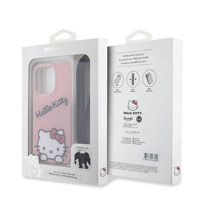 iPhone 15 Pro Kılıf Hello Kitty Orjinal Lisanslı Askılı Yazı ve İkonik Logolu Daydreaming Kılıf