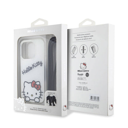 iPhone 15 Pro Kılıf Hello Kitty Orjinal Lisanslı Askılı Yazı ve İkonik Logolu Daydreaming Kılıf