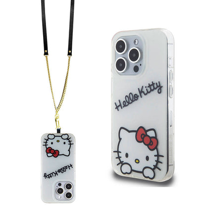 iPhone 15 Pro Kılıf Hello Kitty Orjinal Lisanslı Askılı Yazı ve İkonik Logolu Daydreaming Kılıf