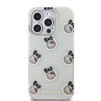 Apple iPhone 15 Pro Kılıf Hello Kitty Orjinal Lisanslı Elektroplating Kaplama Kabarcık Baskılı Kapak Siyah