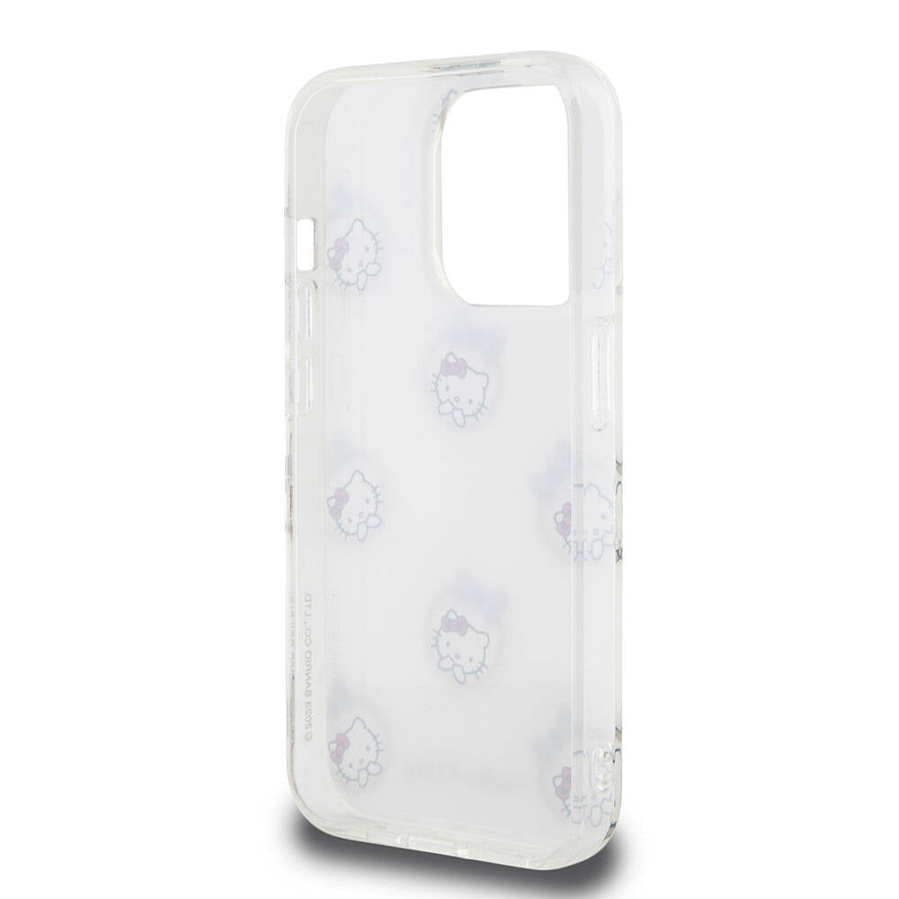 Apple iPhone 15 Pro Kılıf Hello Kitty Orjinal Lisanslı Elektroplating Kaplama Kabarcık Baskılı Kapak Siyah