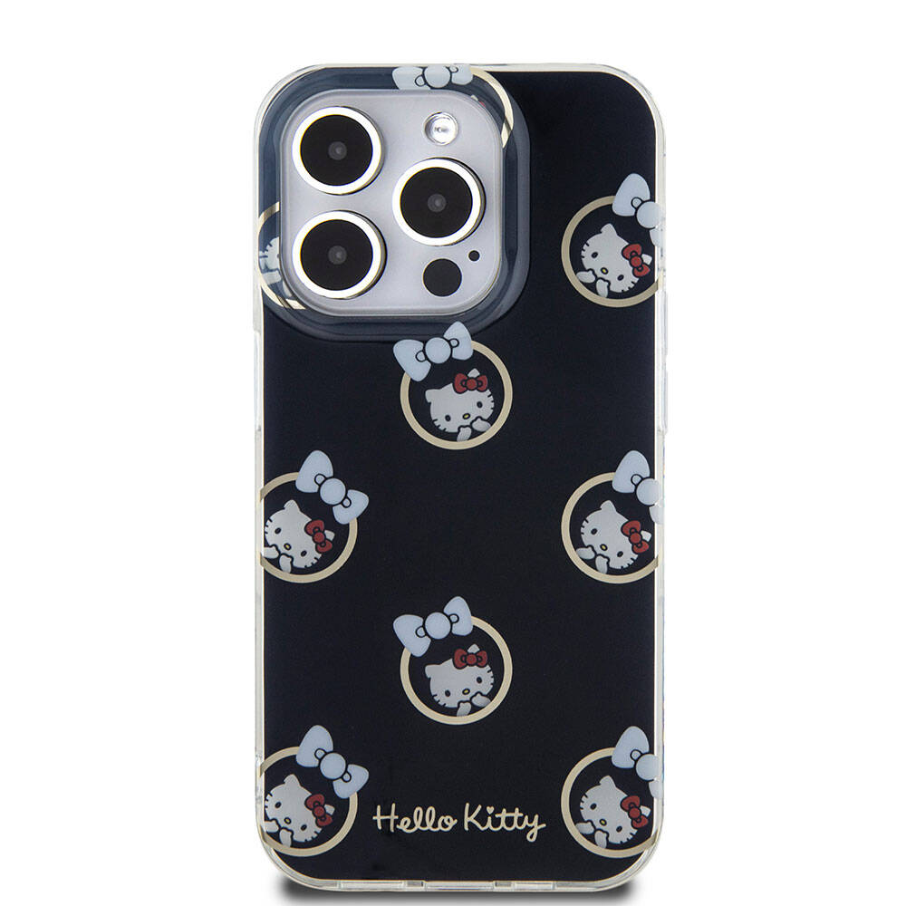Apple iPhone 15 Pro Kılıf Hello Kitty Orjinal Lisanslı Elektroplating Kaplama Kabarcık Baskılı Kapak Beyaz
