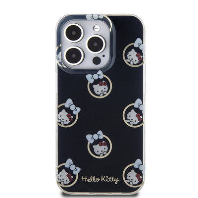 Apple iPhone 15 Pro Kılıf Hello Kitty Orjinal Lisanslı Elektroplating Kaplama Kabarcık Baskılı Kapak Beyaz