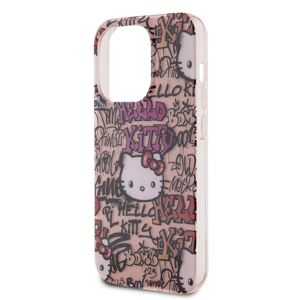 Apple iPhone 15 Pro Max Kılıf Hello Kitty Orjinal Lisanslı İkonik Logolu Etiket Graffiti Kapak