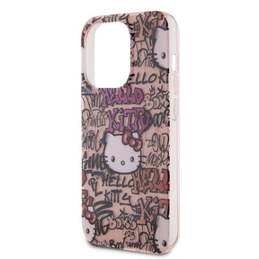 Apple iPhone 15 Pro Kılıf Hello Kitty Orjinal Lisanslı İkonik Logolu Etiket Graffiti Kapak