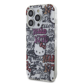 Apple iPhone 15 Pro Max Kılıf Hello Kitty Orjinal Lisanslı İkonik Logolu Etiket Graffiti Kapak