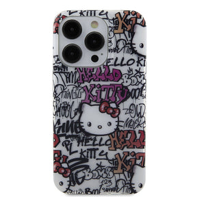 Apple iPhone 15 Pro Max Kılıf Hello Kitty Orjinal Lisanslı İkonik Logolu Etiket Graffiti Kapak