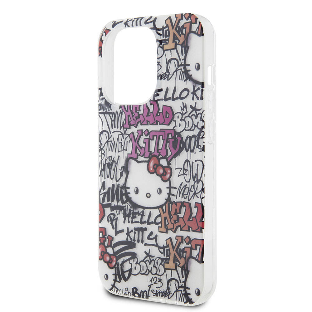 Apple iPhone 15 Pro Max Kılıf Hello Kitty Orjinal Lisanslı İkonik Logolu Etiket Graffiti Kapak