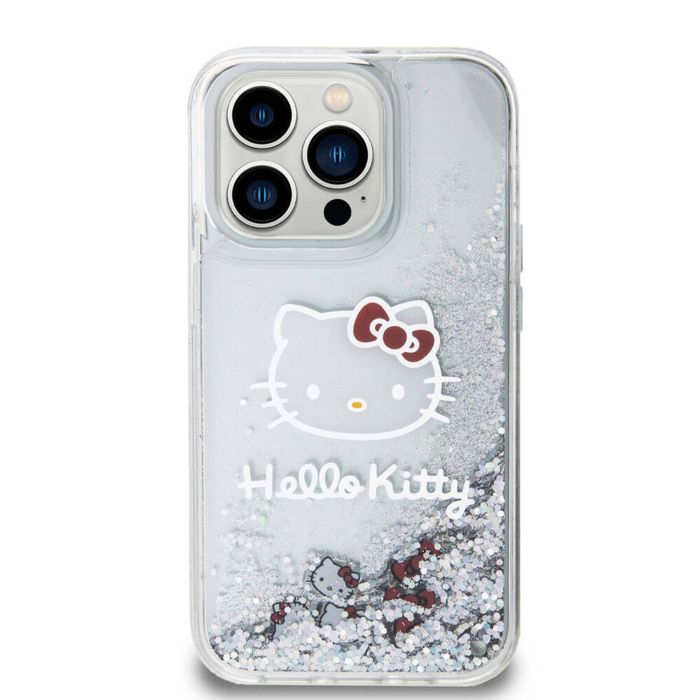 iPhone 15 Pro Kılıf Hello Kitty Orjinal Lisanslı İkonik Sıvılı Glitter Kılıf