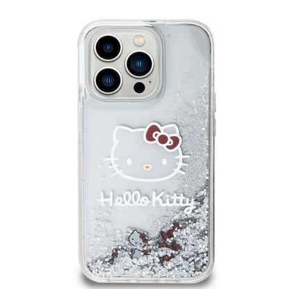 iPhone 15 Pro Kılıf Hello Kitty Orjinal Lisanslı İkonik Sıvılı Glitter Kılıf