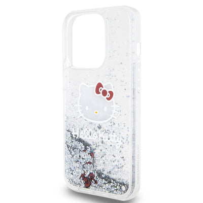Apple iPhone 15 Pro Kılıf Hello Kitty Orjinal Lisanslı İkonik Sıvılı Glitter Kapak Pembe