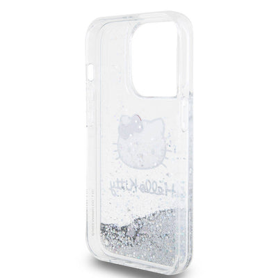 Apple iPhone 15 Pro Kılıf Hello Kitty Orjinal Lisanslı İkonik Sıvılı Glitter Kapak Renksiz