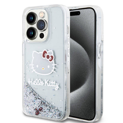 iPhone 15 Pro Kılıf Hello Kitty Orjinal Lisanslı İkonik Sıvılı Glitter Kılıf