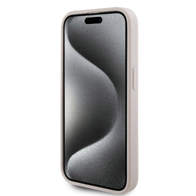 Apple iPhone 15 Pro Kılıf Hello Kitty Orjinal Lisanslı Magsafe Şarj Özellikli Baskı Logolu Uyuyan Kitty Deri Kapak Pembe
