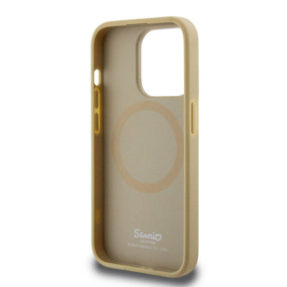 iPhone 15 Pro Kılıf Hello Kitty Orjinal Lisanslı M-safe Şarj Özellikli Kitty Head Deri Kılıf