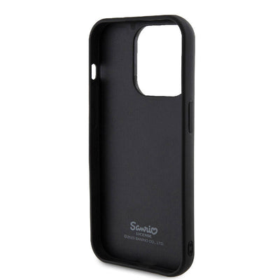 Apple iPhone 15 Pro Kılıf Hello Kitty Orjinal Lisanslı Yazı ve İkonik Logolu 3D Rubber Kitty Head Kapak Siyah