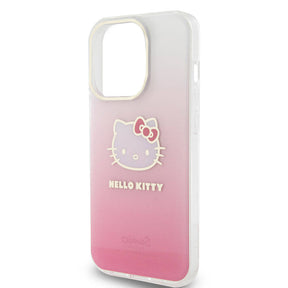 Apple iPhone 15 Pro Kılıf Hello Kitty Orjinal Lisanslı Yazı ve İkonik Logolu Elektroplating Kaplama Gradyan Kapak