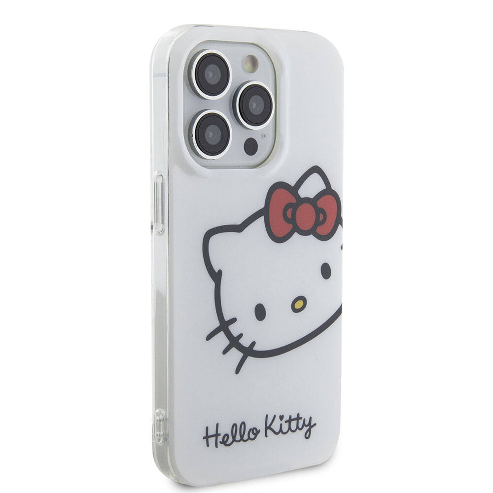 iPhone 15 Pro Kılıf Hello Kitty Orjinal Lisanslı Yazı ve İkonik Logolu Kitty Head Kılıf
