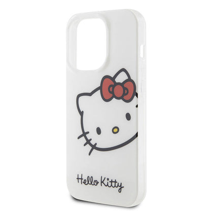 iPhone 15 Pro Kılıf Hello Kitty Orjinal Lisanslı Yazı ve İkonik Logolu Kitty Head Kılıf