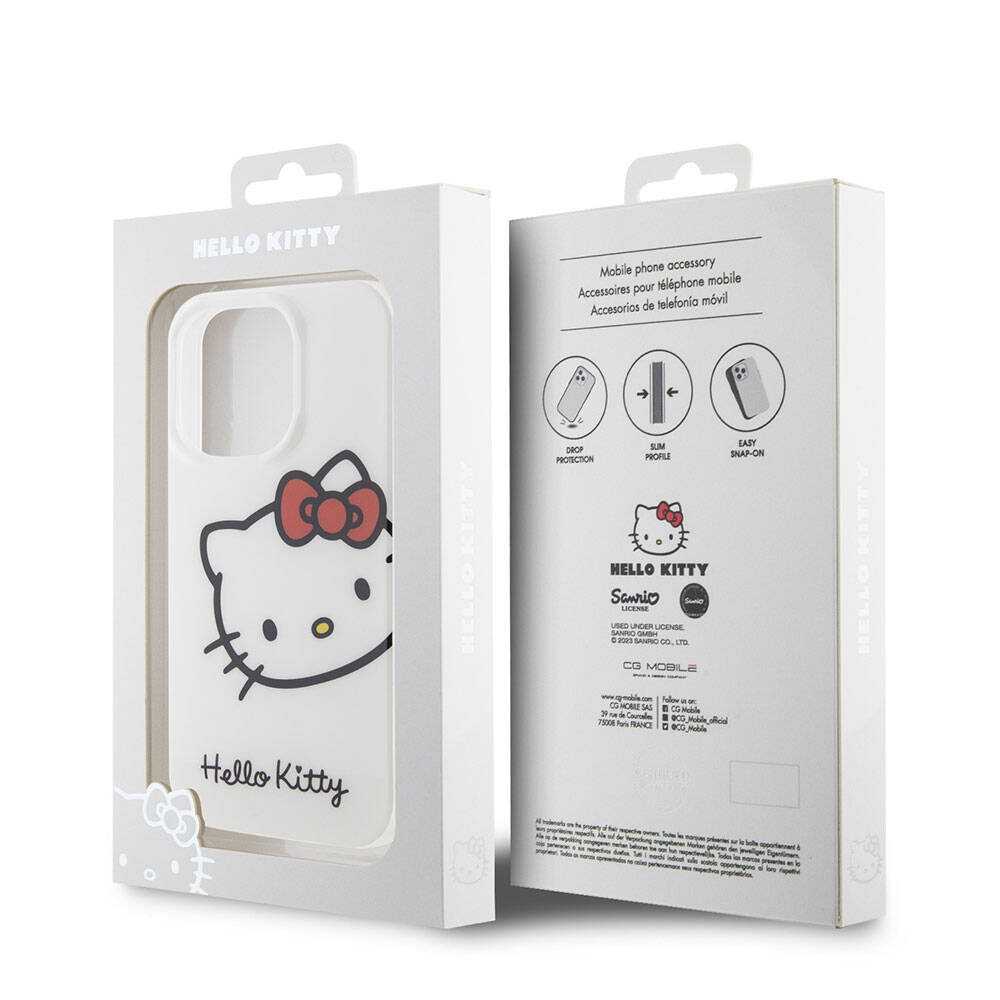 iPhone 15 Pro Kılıf Hello Kitty Orjinal Lisanslı Yazı ve İkonik Logolu Kitty Head Kılıf