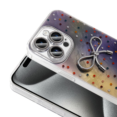 Apple iPhone 15 Pro Kılıf Kamera Korumalı Figürlü Zore Ponti Silikon Kapak Lila