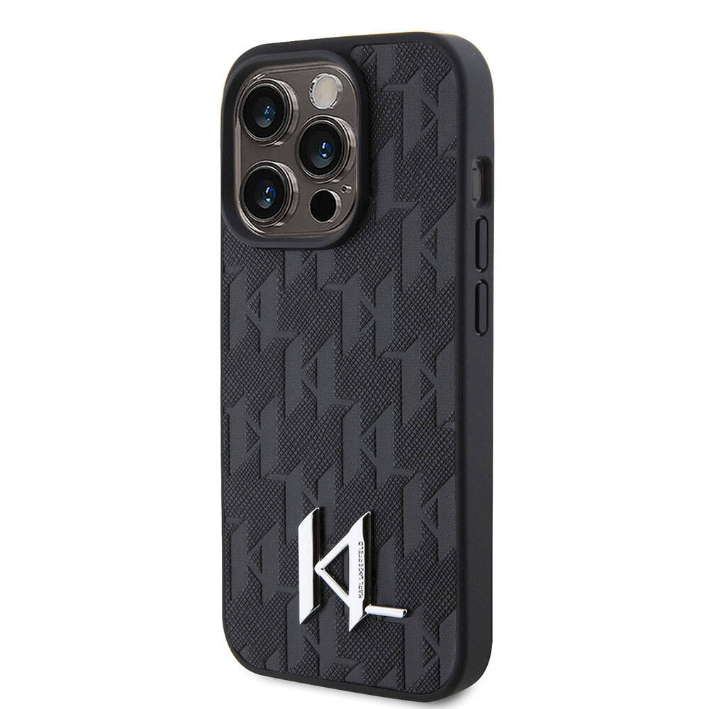 iPhone 15 Pro Kılıf Karl Lagerfeld Hot Stamp K&L Metal Logo Orjinal Lisanslı Kılıf