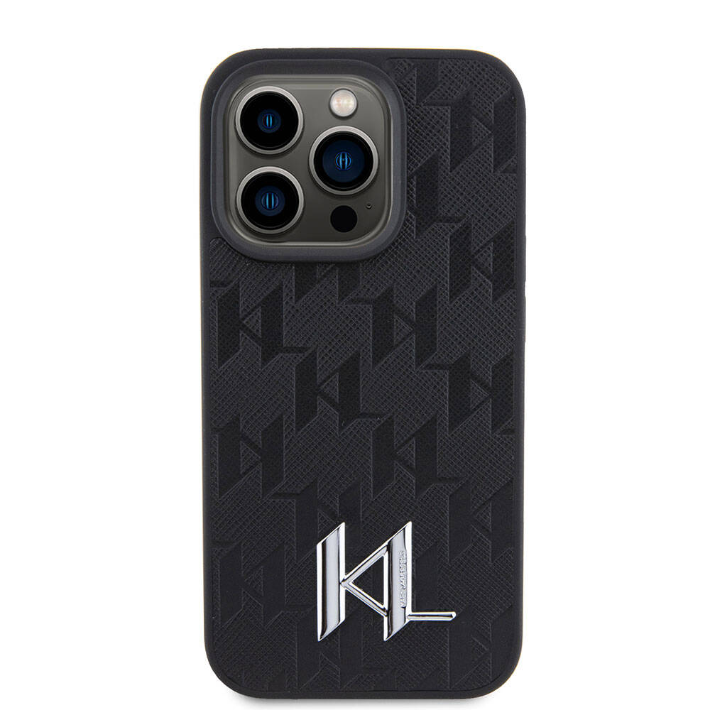 Apple iPhone 15 Pro Max Kılıf Karl Lagerfeld Hot Stamp K&L Metal Logo Orjinal Lisanslı Kapak