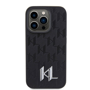 Apple iPhone 15 Pro Kılıf Karl Lagerfeld Hot Stamp K&L Metal Logo Orjinal Lisanslı Kapak