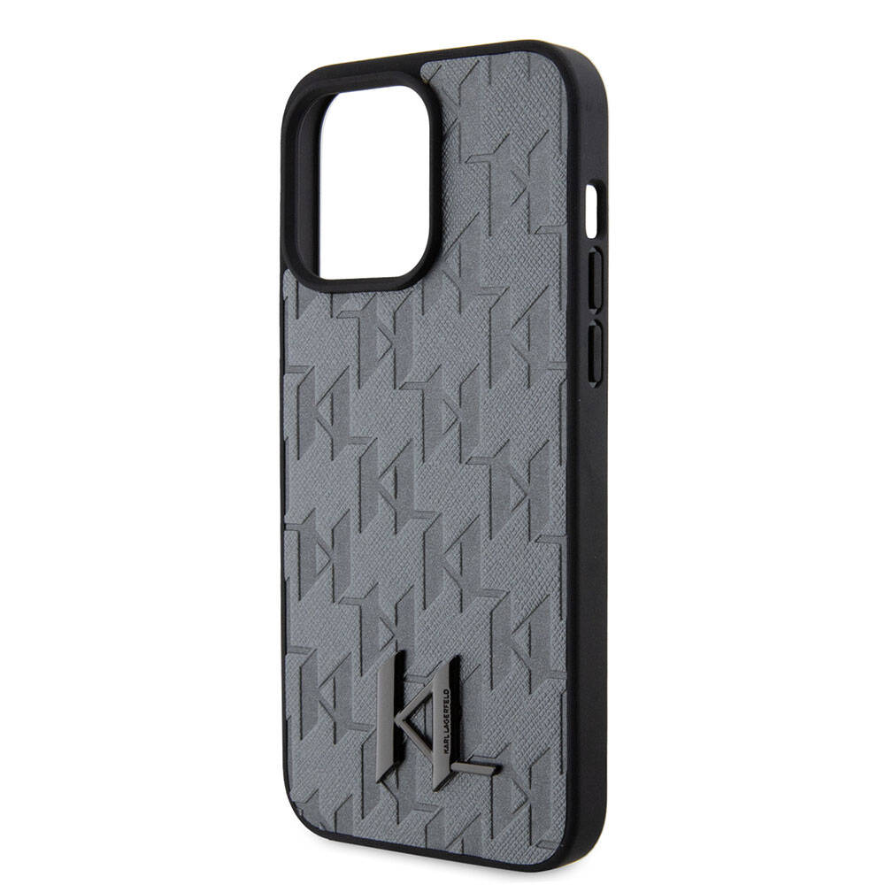 Apple iPhone 15 Pro Max Kılıf Karl Lagerfeld Hot Stamp K&L Metal Logo Orjinal Lisanslı Kapak