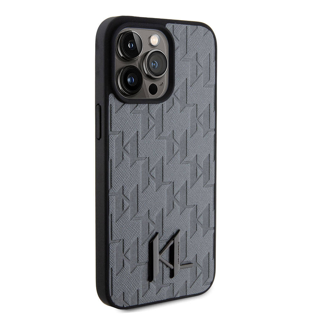 Apple iPhone 15 Pro Kılıf Karl Lagerfeld Hot Stamp K&L Metal Logo Orjinal Lisanslı Kapak