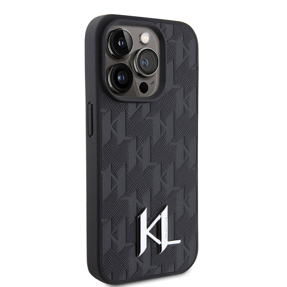 Apple iPhone 15 Pro Max Kılıf Karl Lagerfeld Hot Stamp K&L Metal Logo Orjinal Lisanslı Kapak