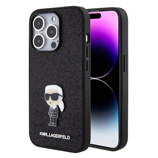 iPhone 15 Pro Kılıf Karl Lagerfeld İkonik Fixed Glitter Metal Logo Orjinal Lisanslı Kılıf