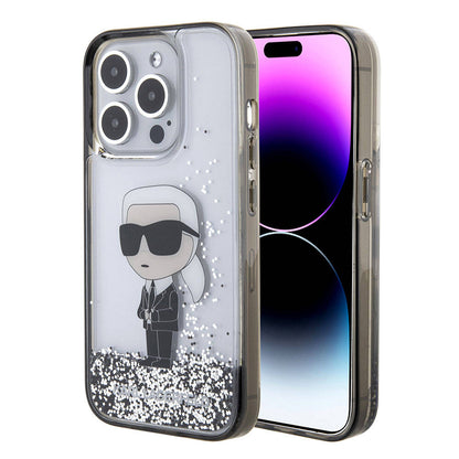 iPhone 15 Pro Kılıf Karl Lagerfeld İkonik Sıvılı Glitter Orjinal Lisanslı Kılıf
