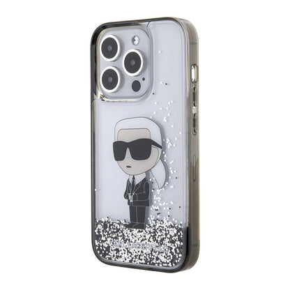 iPhone 15 Pro Kılıf Karl Lagerfeld İkonik Sıvılı Glitter Orjinal Lisanslı Kılıf