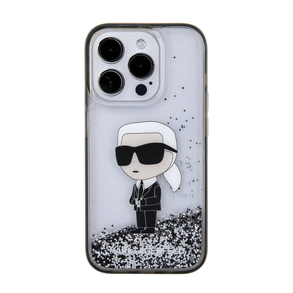 iPhone 15 Pro Kılıf Karl Lagerfeld İkonik Sıvılı Glitter Orjinal Lisanslı Kılıf